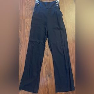 High Waisted Linen Pants: Navy
